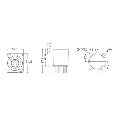 Waterproof Cnlinko PowerCon connector IP65 YF-24, plug + socket