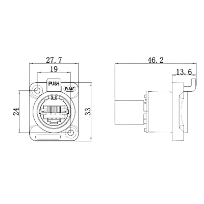 Waterproof RJ45 connector YT-RJ-45 IP67 for Starlink (plug + socket)