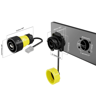 Waterproof Cnlinko RJ-45 connector IP68 YM-24-J/RJ45/213/SX-42-401, panel socket