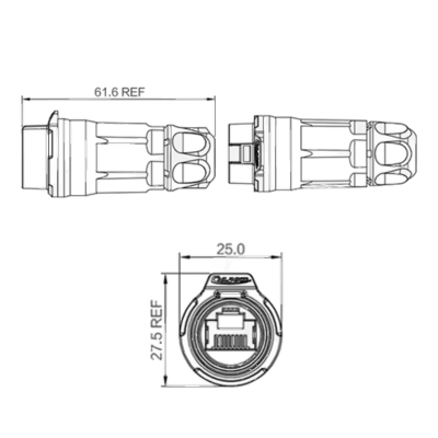 Waterproof Cnlinko RJ-45 connector IP67 LP-16, plug + socket