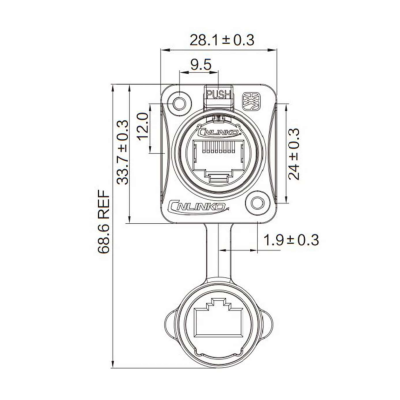 Waterproof Cnlinko RJ-45 connector IP67 YT-RJ45, plug + socket