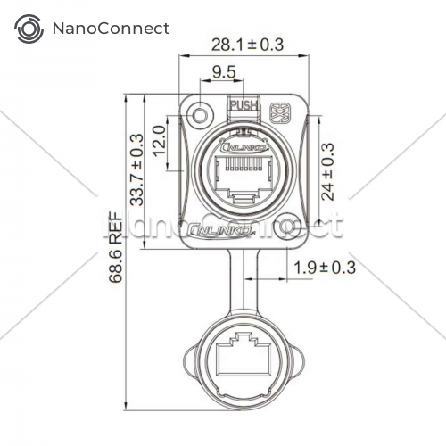 Waterproof Cnlinko RJ-45 connector IP67 YT-RJ45, plug + socket