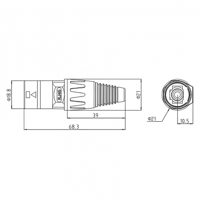 Waterproof RJ45 connector IP67 EL-RJ-WB for Starlink (plug)